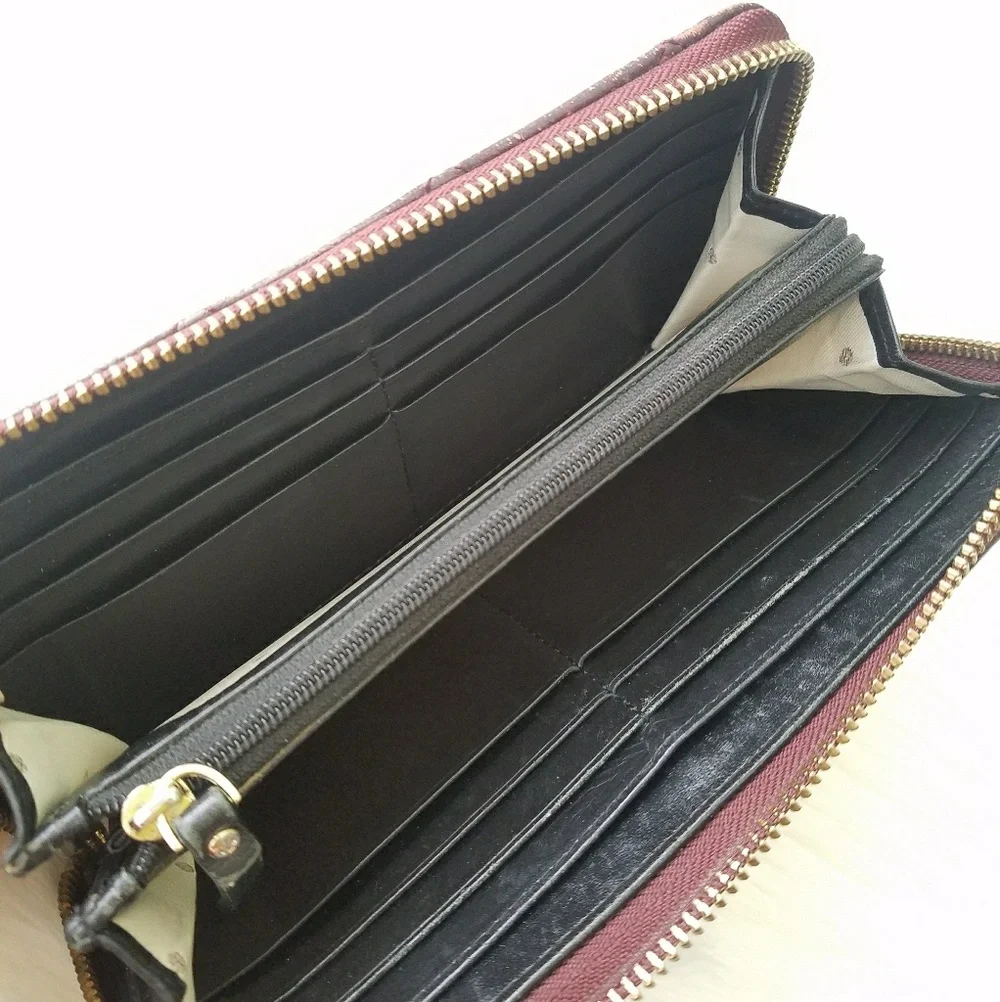Kate Spade oxblood Quilted Zip Around Wallet